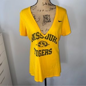 Nike Women’s Yellow Mizzou Missouri Tigers V Neck Short Sleeve T-Shirt